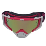 Ochelari unisex ski, snowboard, motociclism, ciclism, rama alba-roz, lentila multicolora, O11WPMN